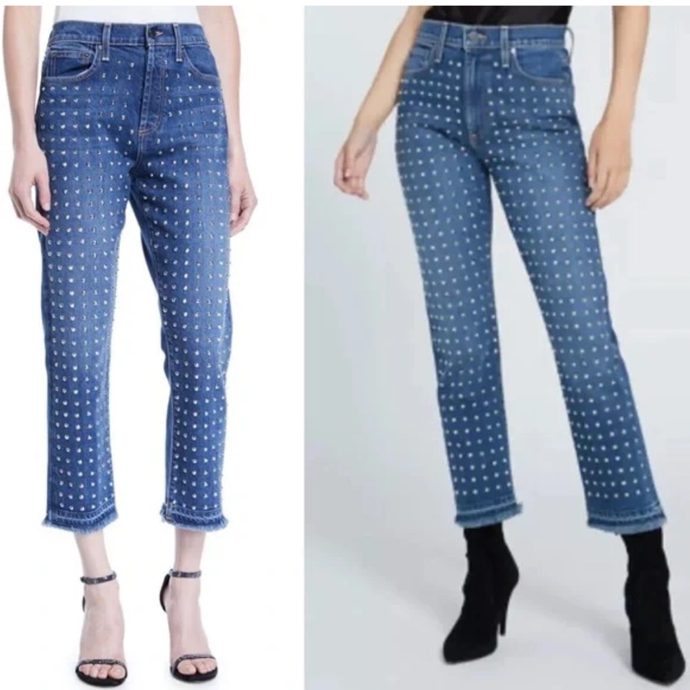 Alice + Olivia Girlfriend Jeans with Studded Design Sz 26